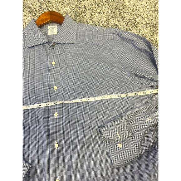 Brooks Brothers Shirt Mens 17-34 Regent Fit Non Iron Cotton Stretch‎ Blue Plaid - Picture 7 of 12